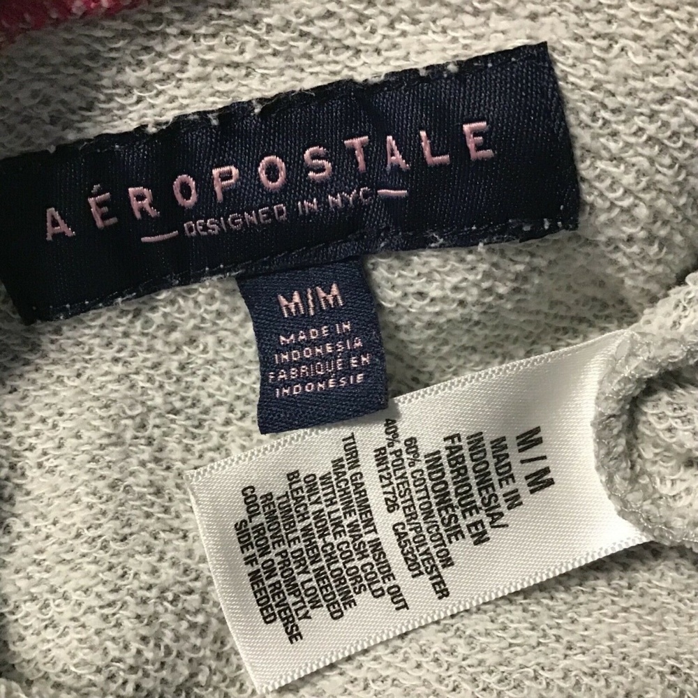 Aéropostale Hooded Sweatshirt Gray Pink Medium - Picture 6 of 7